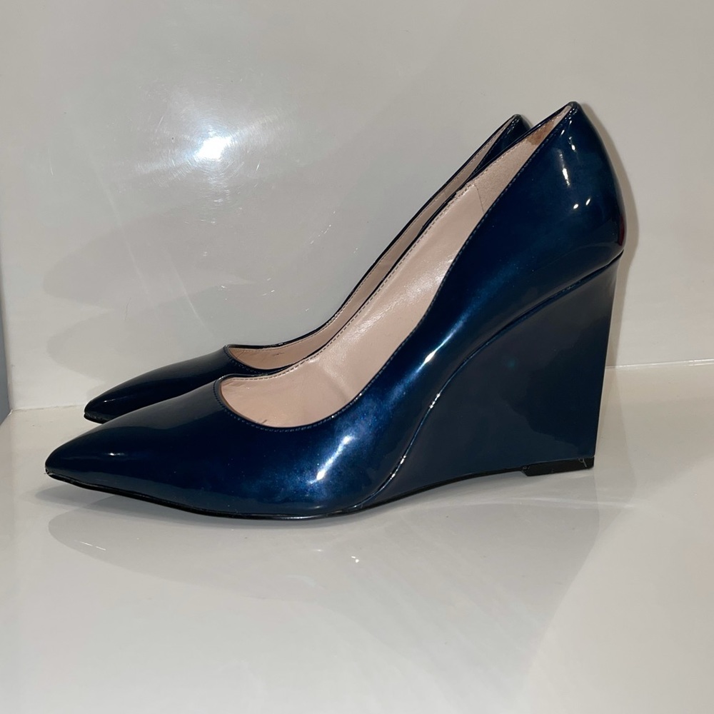 Nine West Navy Patent Wedge. 8.5. New